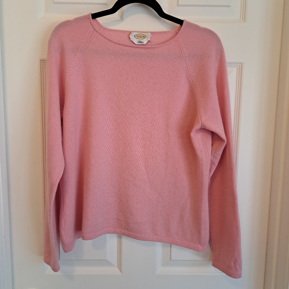 Talbots light pink 100% Cashmere wide neck pullover sweater ladies Medium